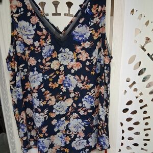 Maurices Navy Floral Sleeveless Blouse